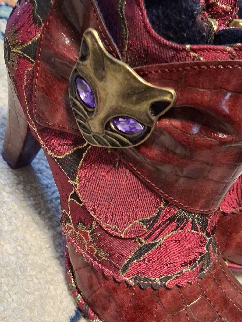 Irregular Choice Miaows, Maroon Gold Purple, Size 9/9.5 - Picture 7 of 11